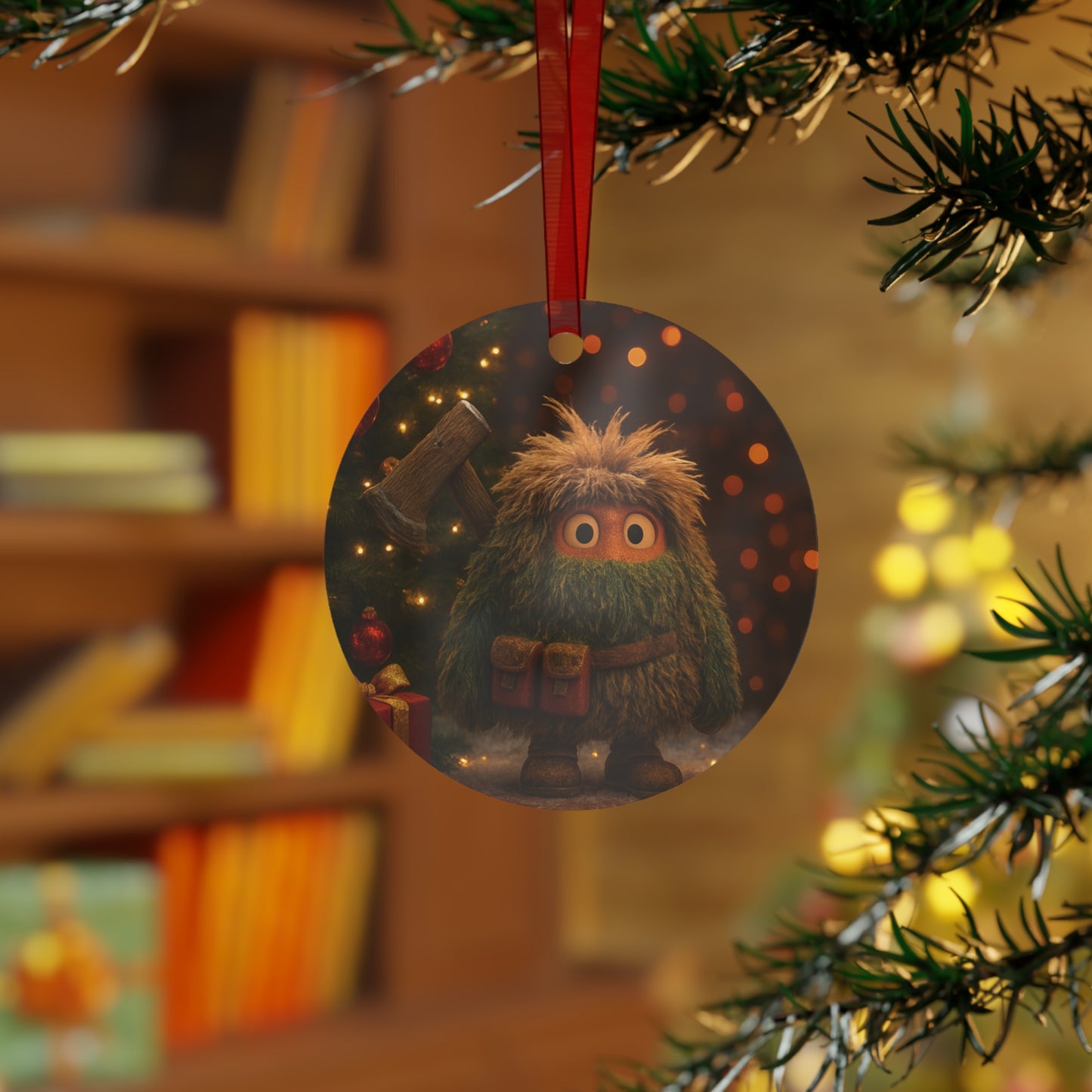 Wildman Gear Metal Ornament — Rustic Yeti Axe Holiday Decoration