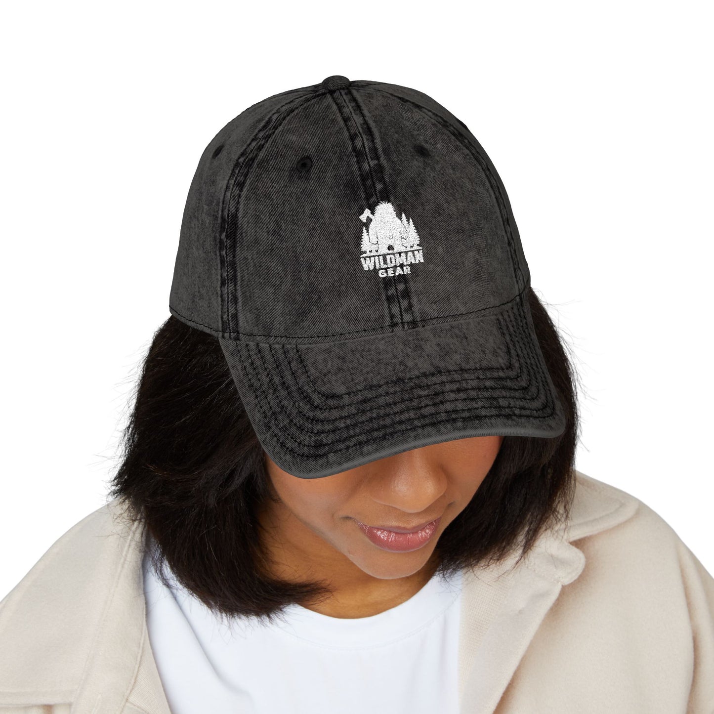 Vintage Embroidered Tree Cap — Distressed Cotton Baseball Hat