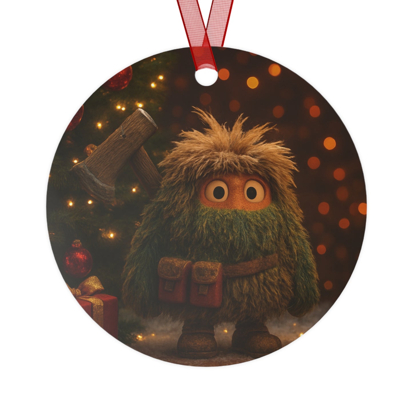 Wildman Gear Metal Ornament — Rustic Yeti Axe Holiday Decoration