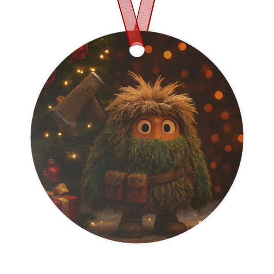 Wildman Gear Metal Ornament — Rustic Yeti Axe Holiday Decoration