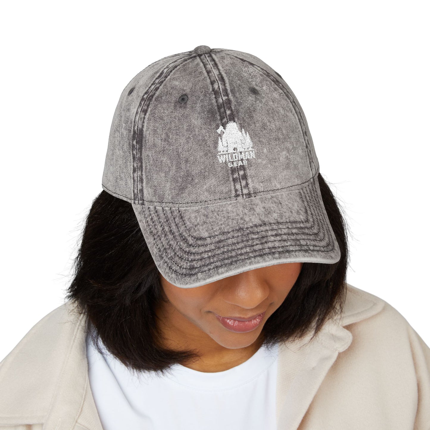 Vintage Embroidered Tree Cap — Distressed Cotton Baseball Hat