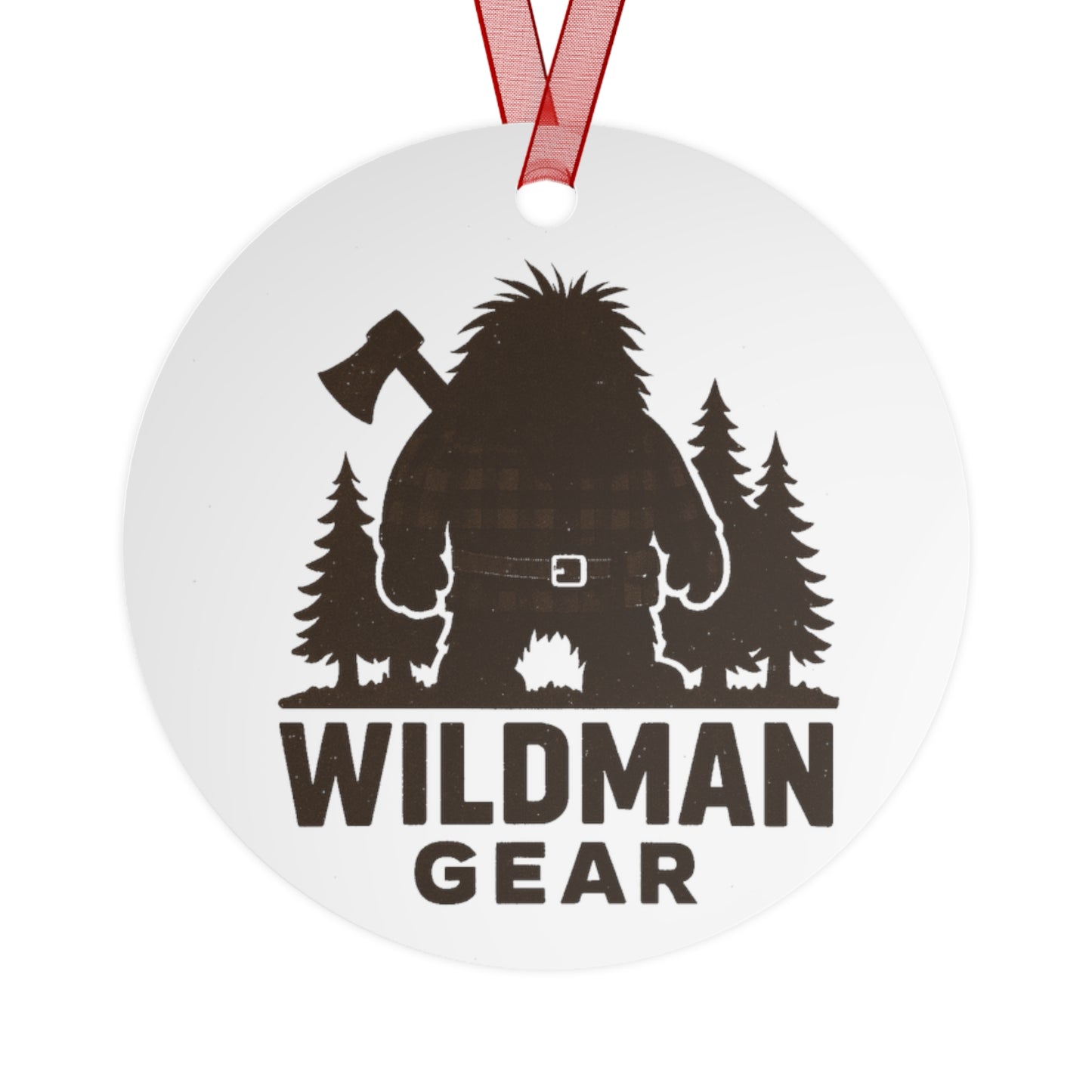 Wildman Gear Metal Ornament — Rustic Yeti Axe Holiday Decoration