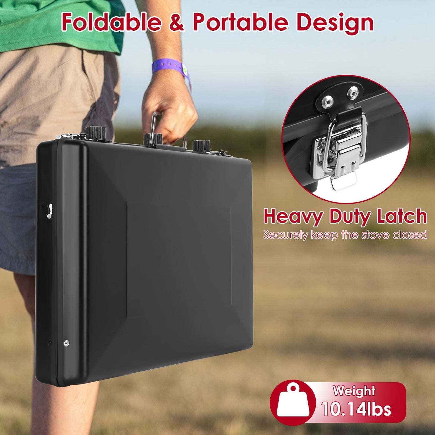 Portable Foldable Propane 3 Burner Camping Stove
