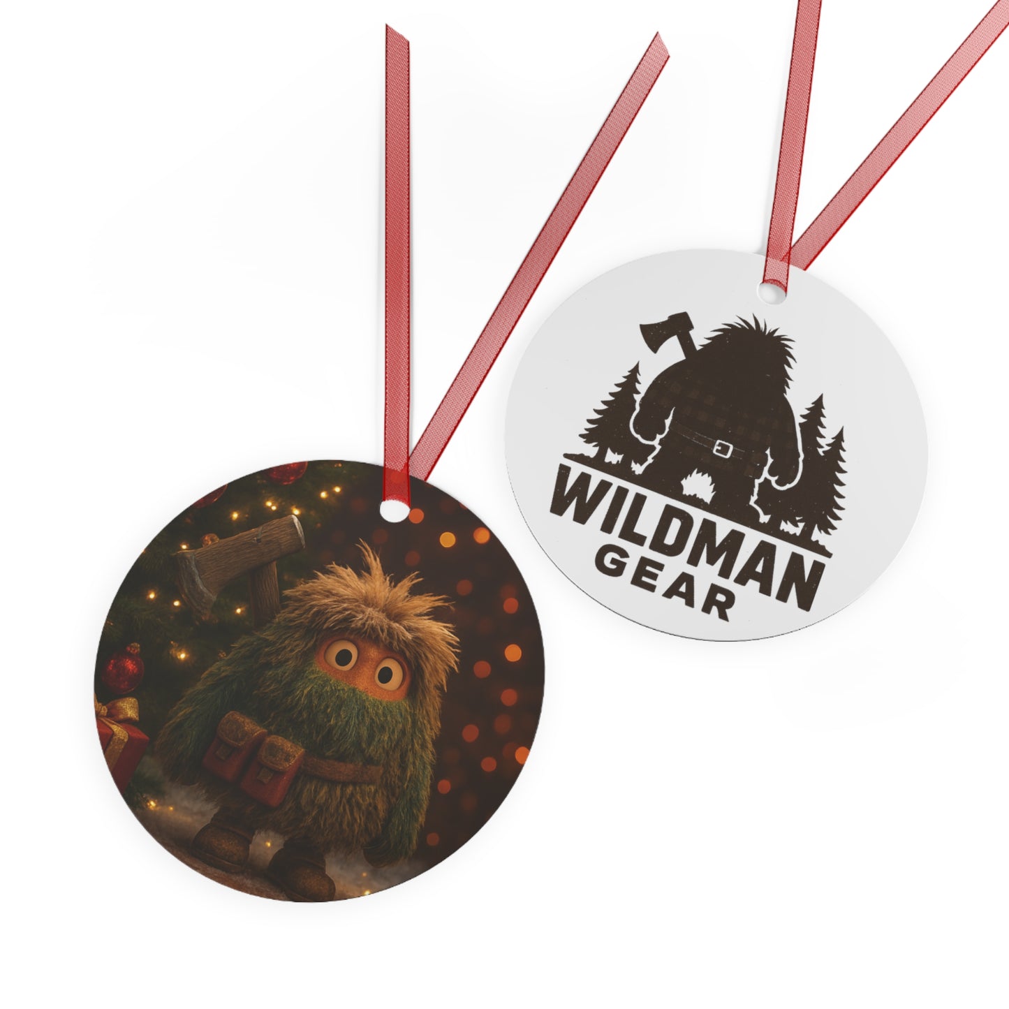 Wildman Gear Metal Ornament — Rustic Yeti Axe Holiday Decoration