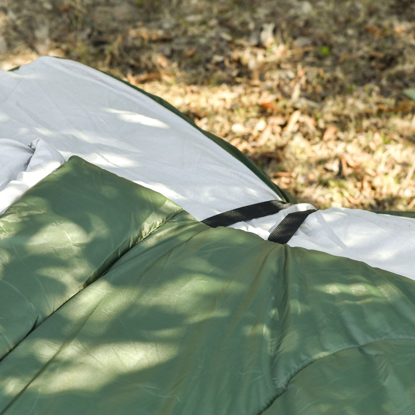 2-Person Folding Camping Cot Portable Outdoor Bed Set with Sleeping Bag