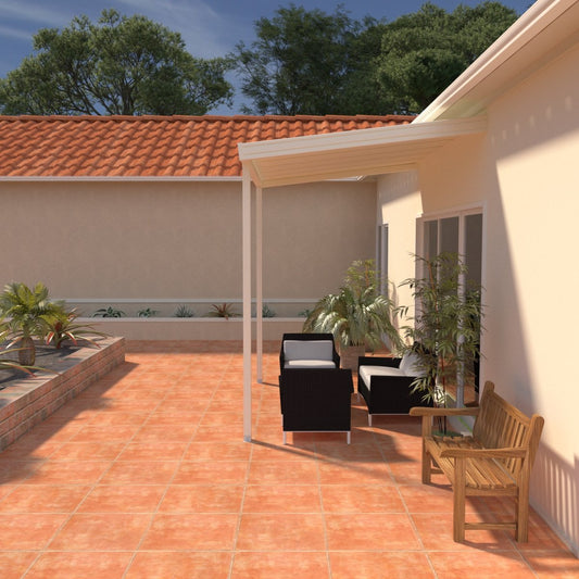 12 ft. Deep x 12 ft. Wide Attached Aluminum Patio Cover -2 Posts - (10lb Low Snow Area)