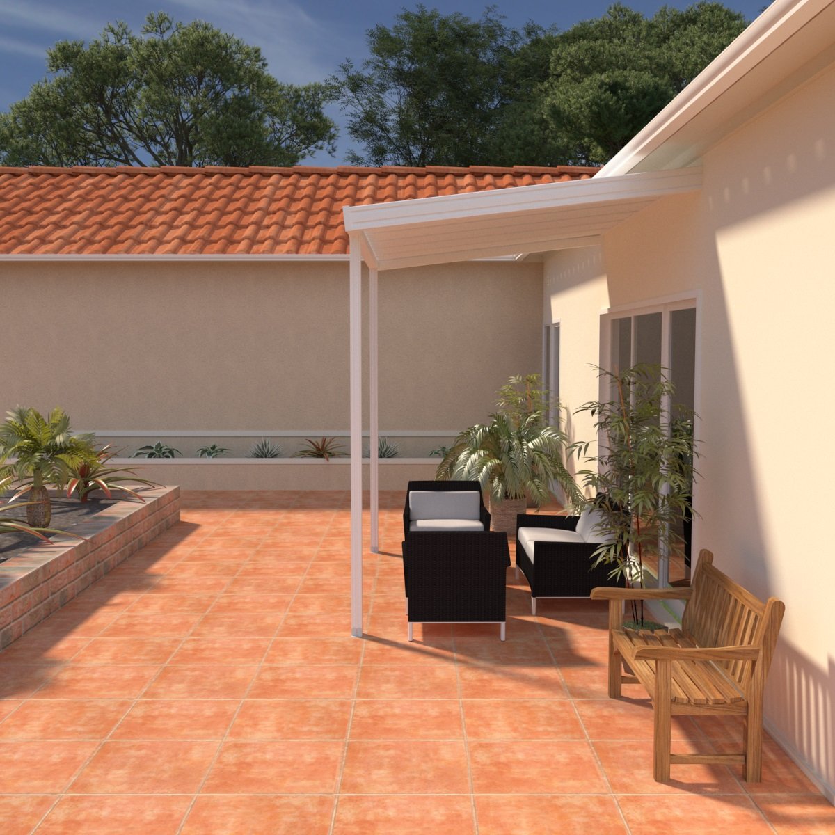 10 ft. Deep x 12 ft. Wide Attached Aluminum Patio Cover -2 Posts - (10lb Low Snow Area)