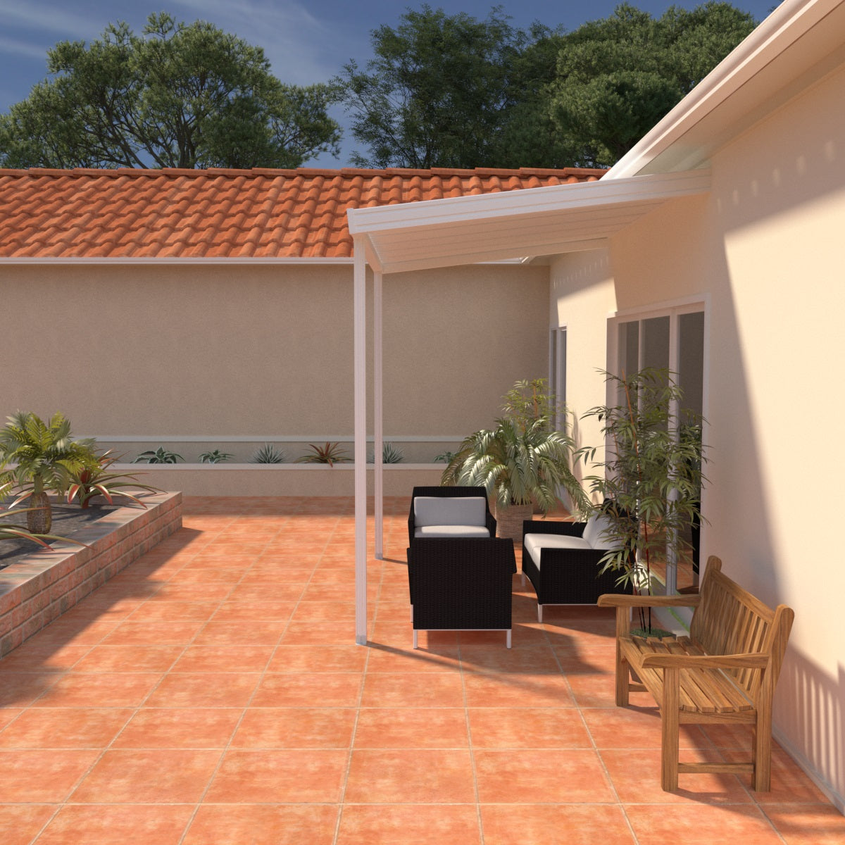 08 ft. Deep x 12 ft. Wide Attached Aluminum Patio Cover -2 Posts - (10lb Low Snow Area)