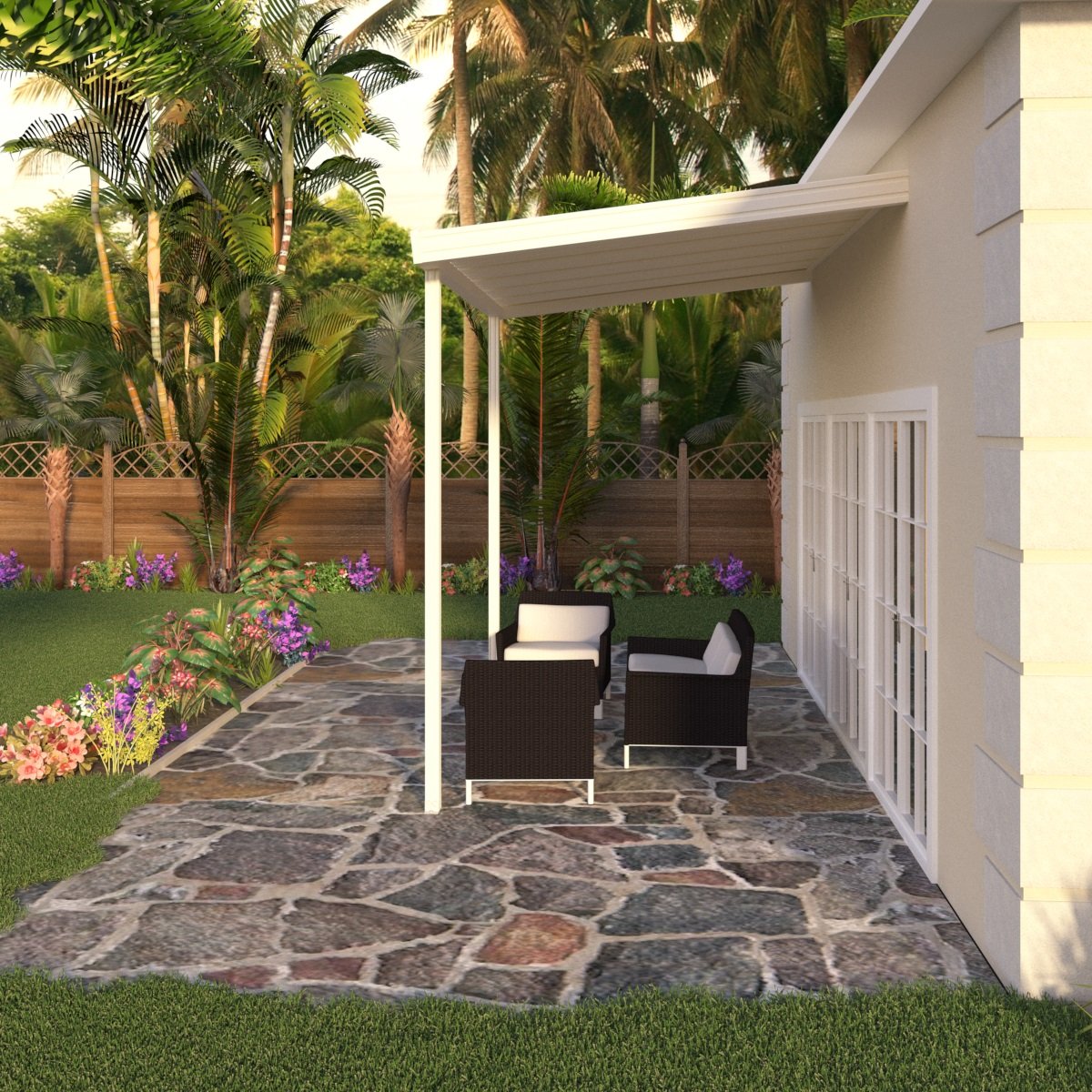 12 ft. Deep x 12 ft. Wide Attached Aluminum Patio Cover -2 Posts - (10lb Low Snow Area)