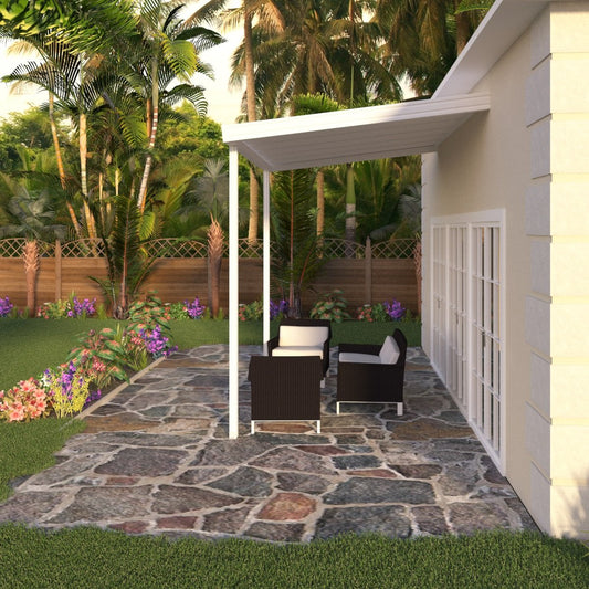 10 ft. Deep x 12 ft. Wide Attached Aluminum Patio Cover -2 Posts - (10lb Low Snow Area)