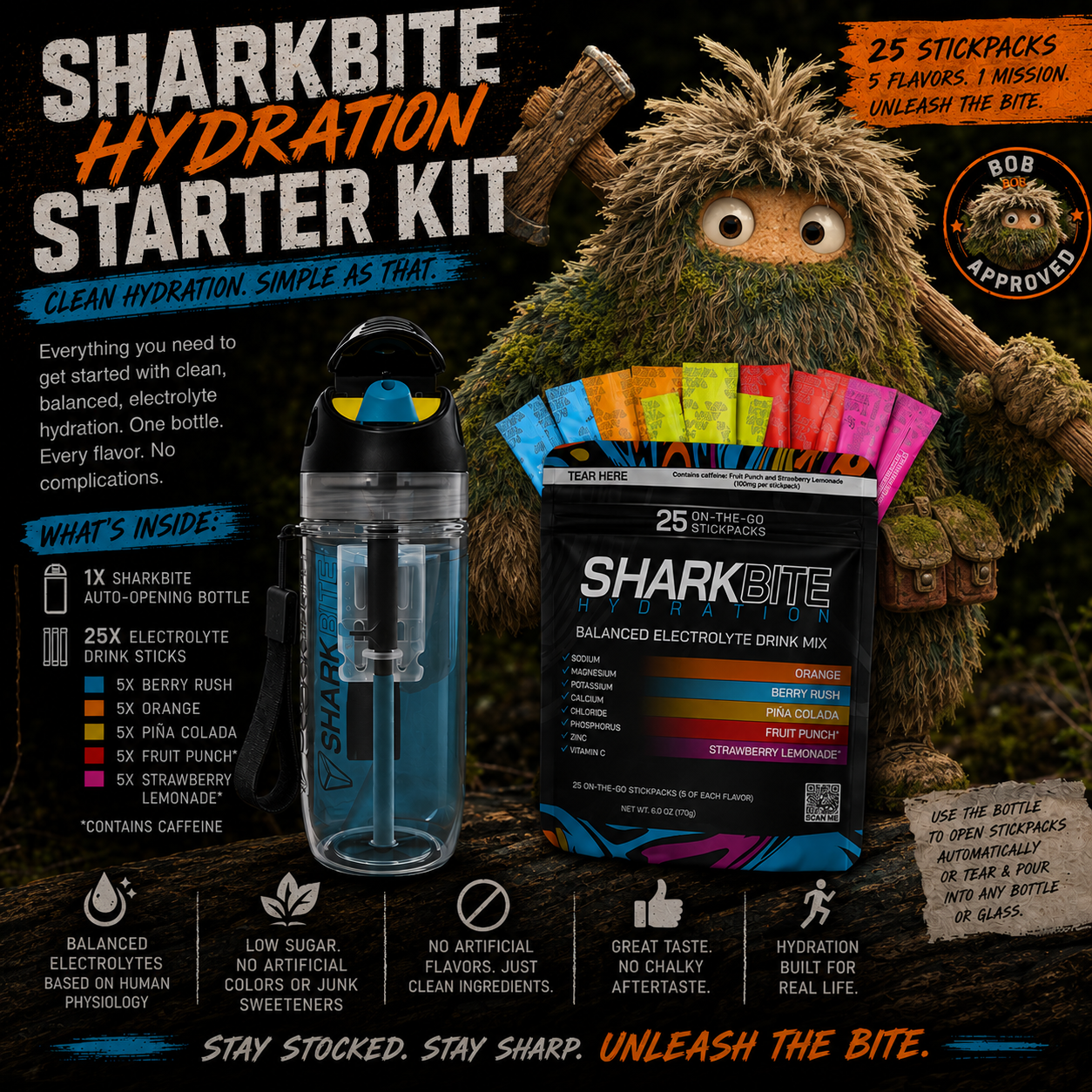 Hydration Starter Kit – Bottle + 25 Stick Variety Pouch
