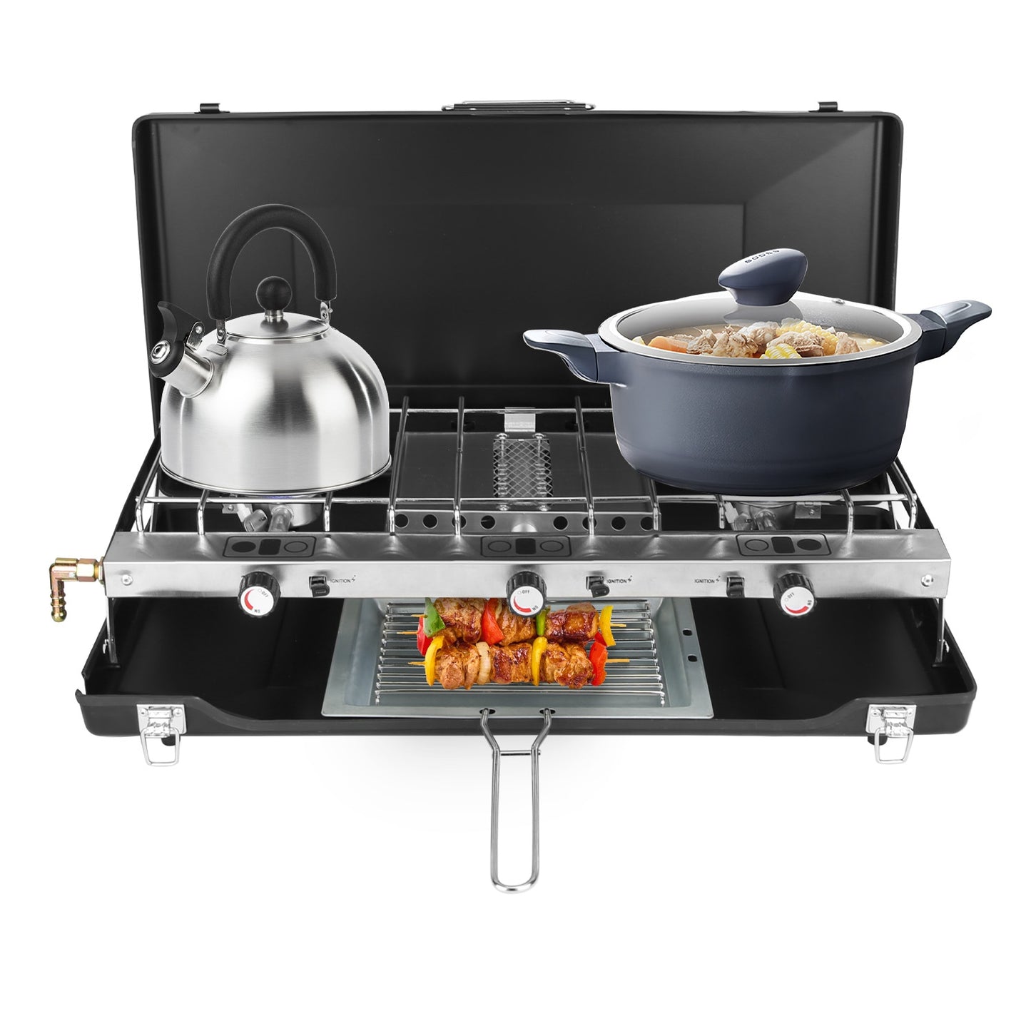 Portable Foldable Propane 3 Burner Camping Stove