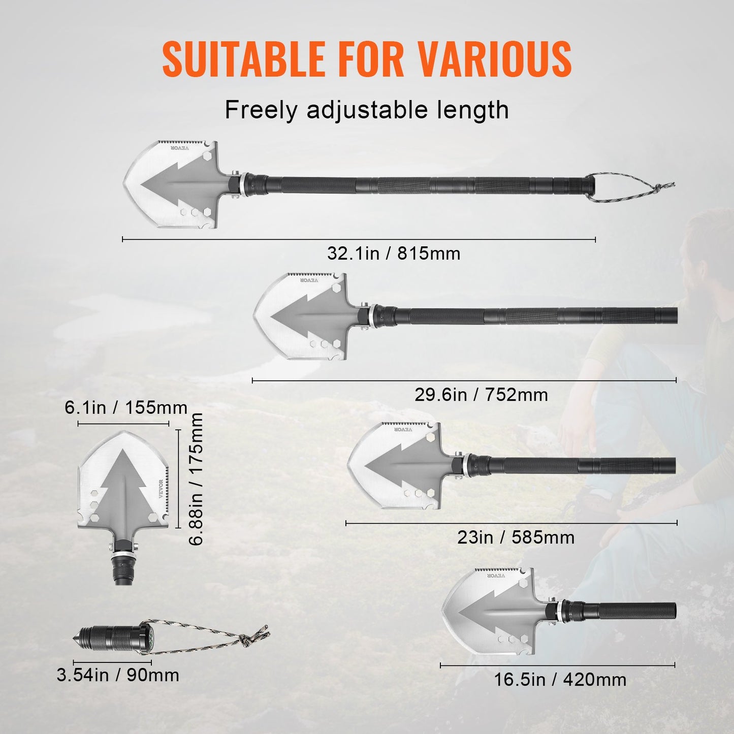 11 In 1 Military Grade Camping Shovel